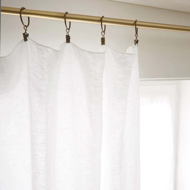 Rideau ajustable + 8 anneaux pince 140 x 270 cm Lin lavé SOLINE Craie