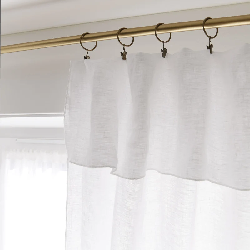 Rideau ajustable + 8 anneaux pince 140 x 270 cm Lin lavé SOLINE Craie