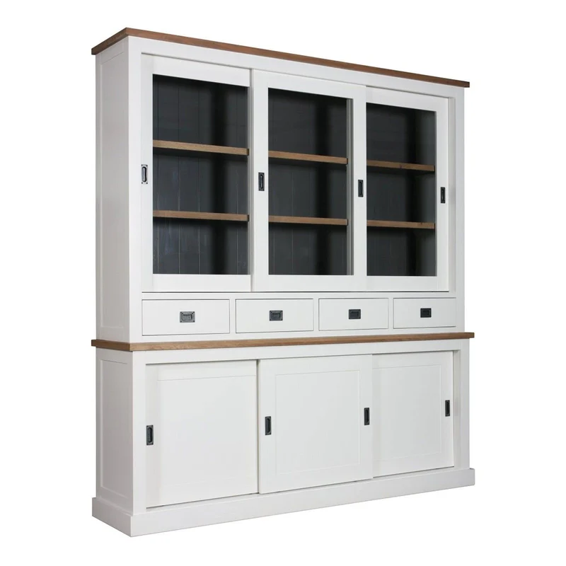 Vitrine 2x3 portes 4 tiroirs "Chêne et Pin Chic"
