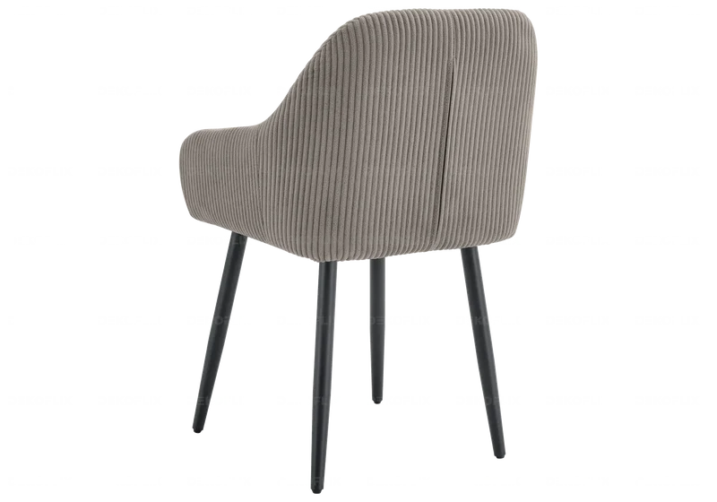 Fauteuil de table enveloppant velours côtelé moka - Dena x2