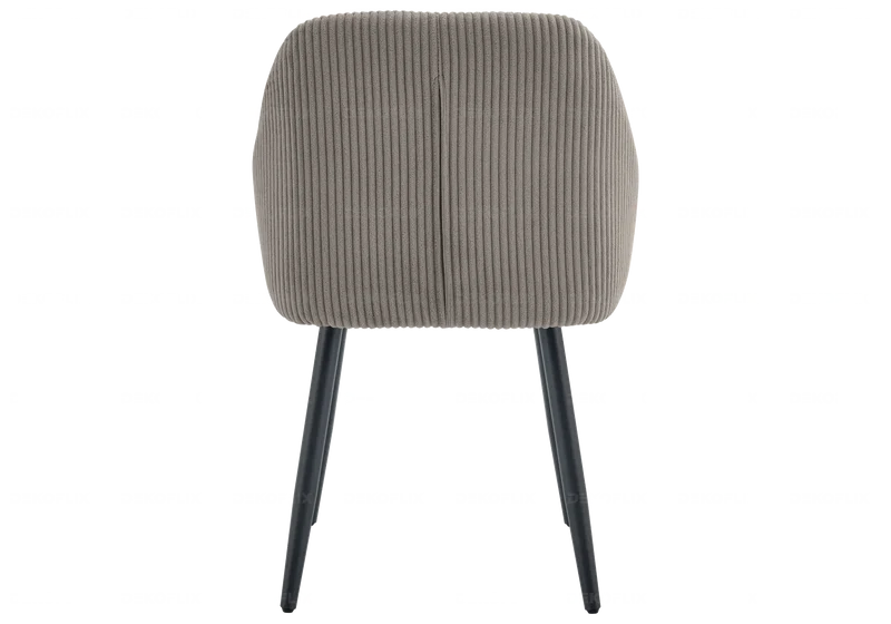 Fauteuil de table enveloppant velours côtelé moka - Dena x2