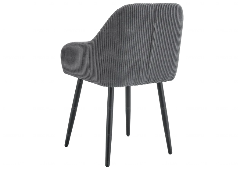Fauteuil de table enveloppant velours côtelé gris - Dena x2