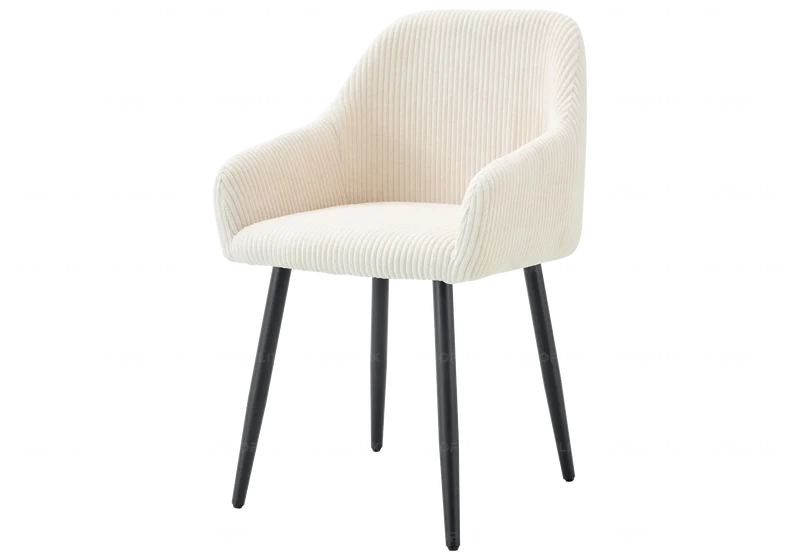 Fauteuil de table enveloppant velours côtelé beige - Dena x2