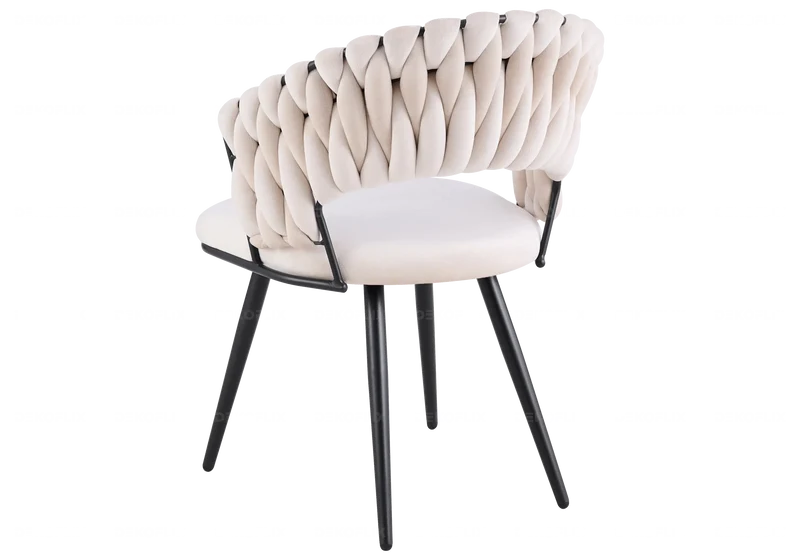 Chaise de table velours beige pieds noirs - Petra x2