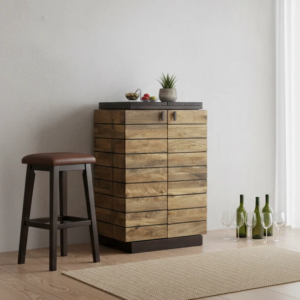 Meuble bar pliant bois bicolore | Manguier Herods