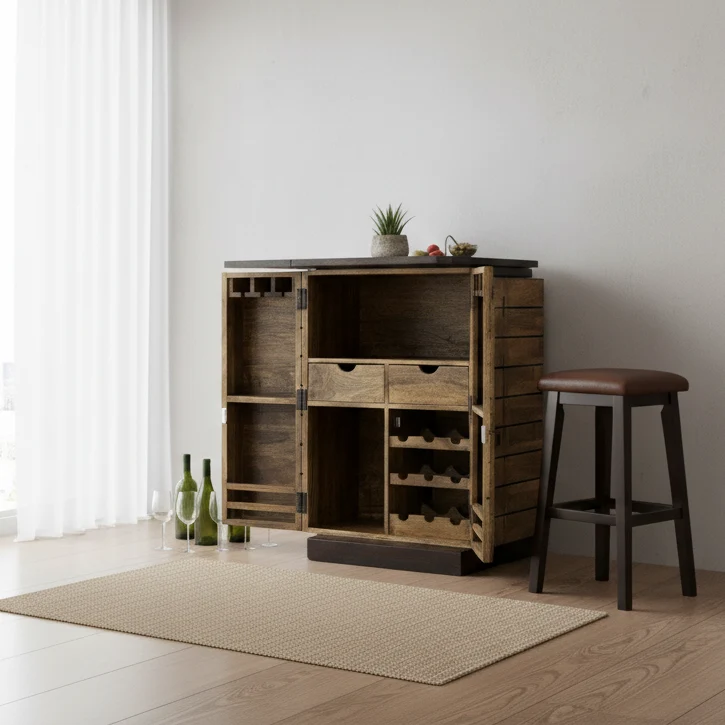 Meuble bar pliant bois bicolore | Manguier Herods
