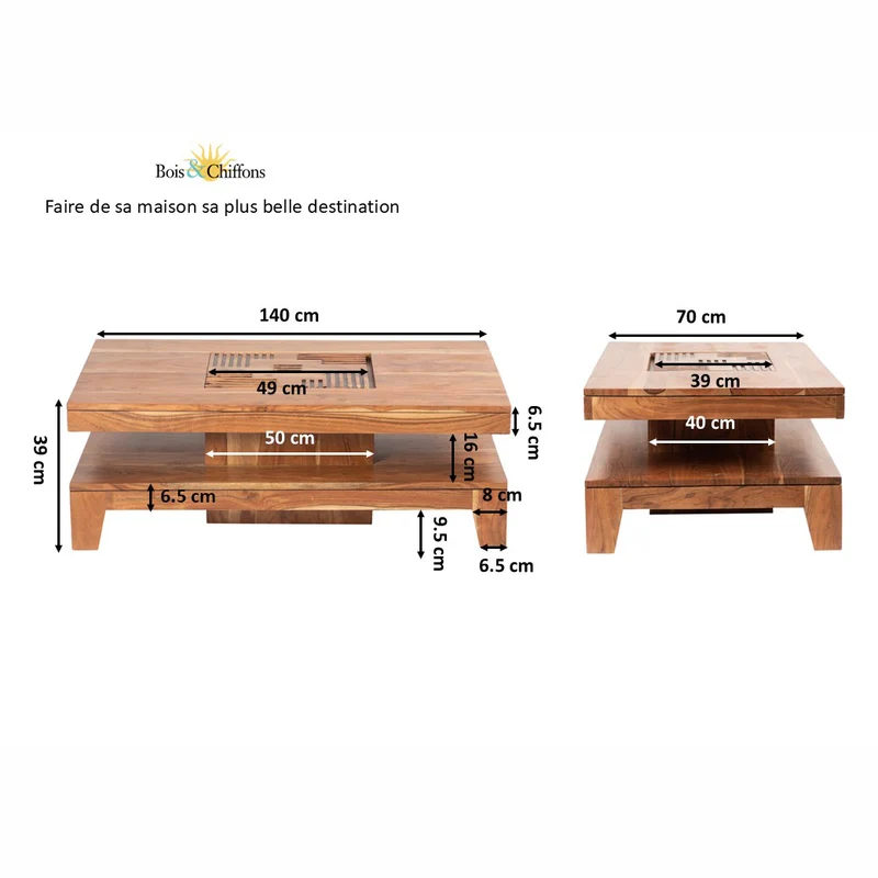 Table basse rectangulaire 140 cm | Acacia Kavish II