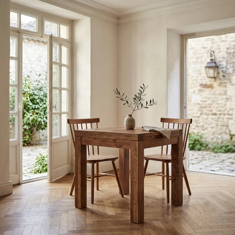 Petite table à manger carrée allonge 70 miel | Acacia Gordon