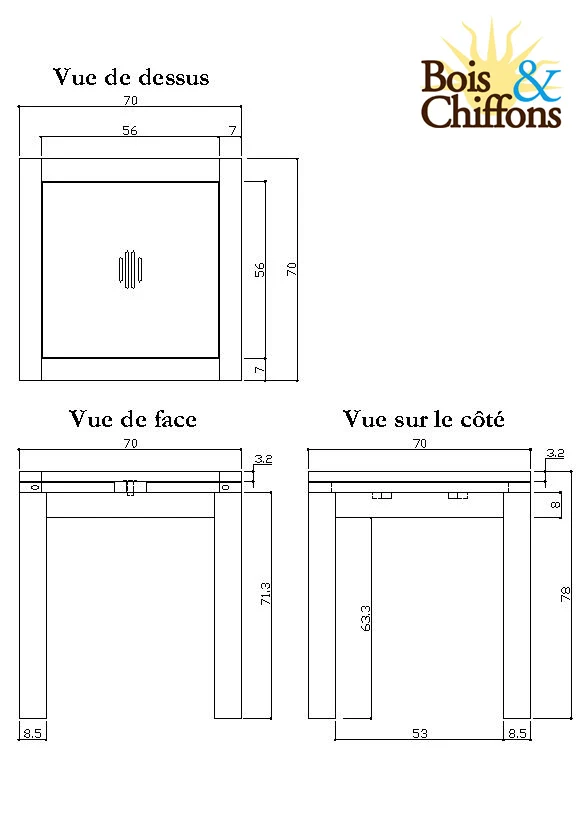 Petite table à manger carrée allonge 70 miel | Acacia Gordon