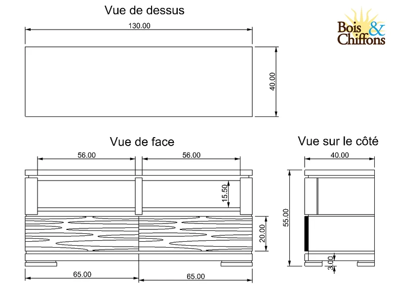Meuble TV bois sculpté bicolore 130 2T | Acacia Maya