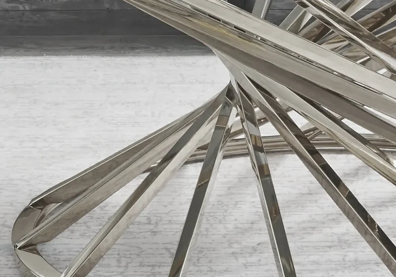 Table basse ronde marbre noir argent - Ruby