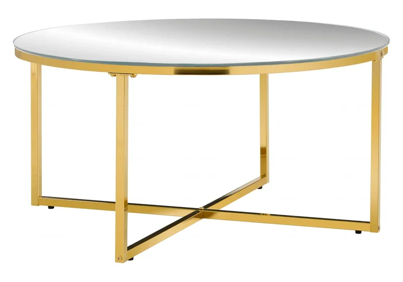Table basse ronde dorée marbre noir - Gala