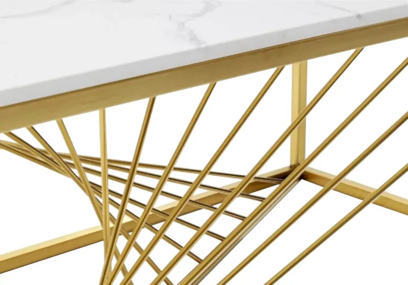 Table basse dorée marbre blanc - Luc