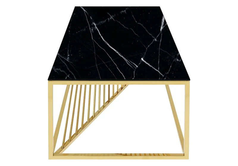 Table basse dorée marbre noir - Luc