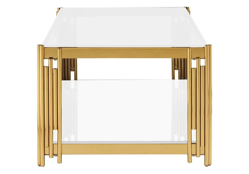 Table basse design doré blanc - Eve