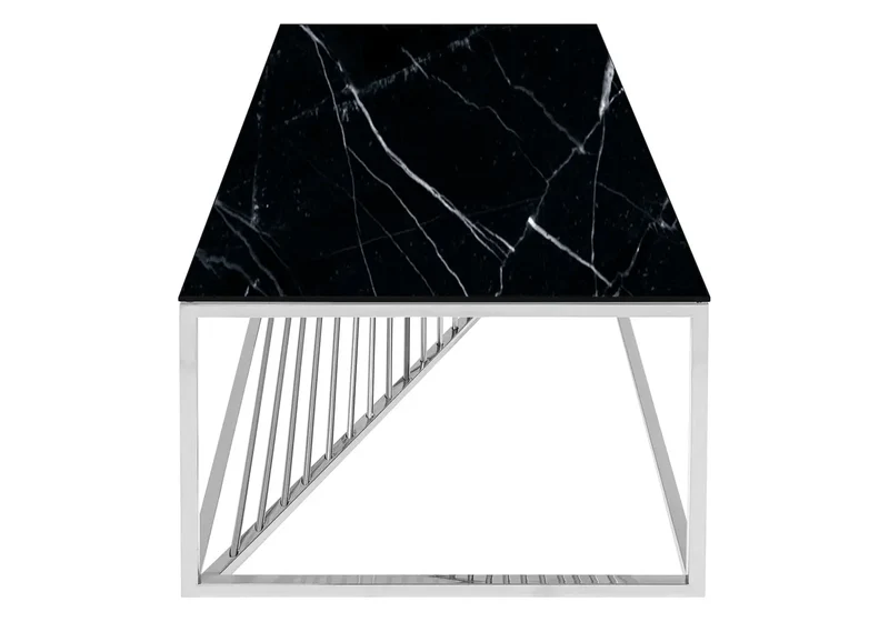 Table basse argentée marbre noir - Luc