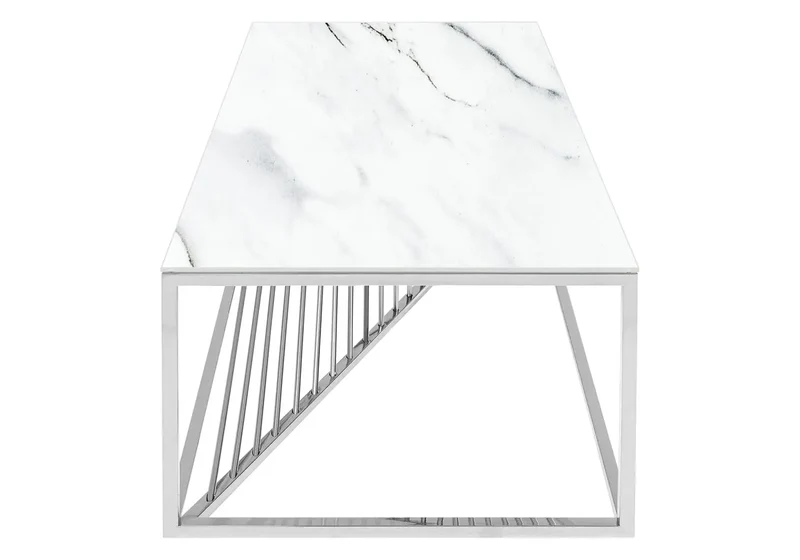 Table basse argentée marbre blanc - Luc
