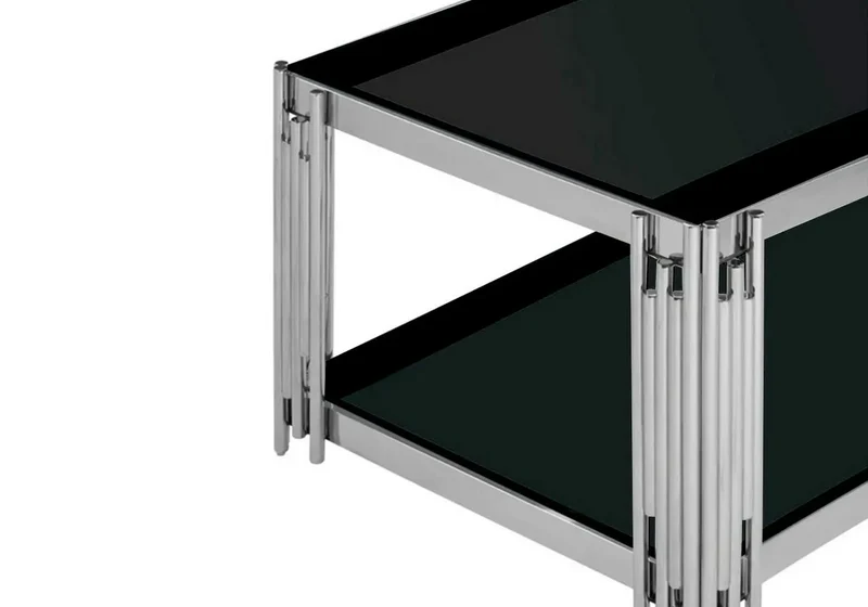 Table basse design chromé noir - Eve