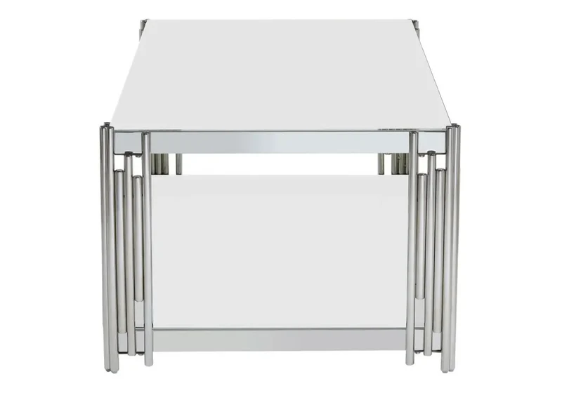 Table basse design chromé blanc - Eve