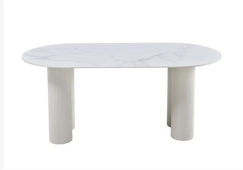 Table à manger céramique marbre blanc - Baya