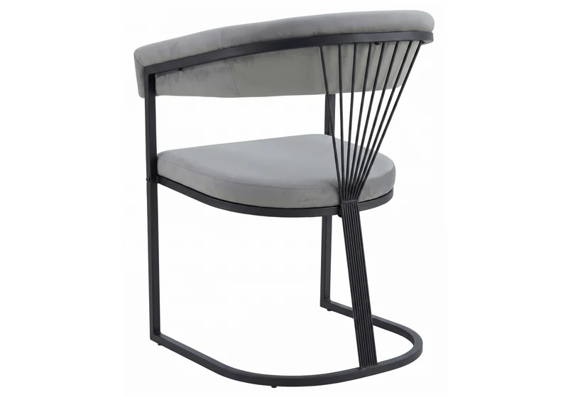 Fauteuil de table velours gris pieds luge noir - Siam x2