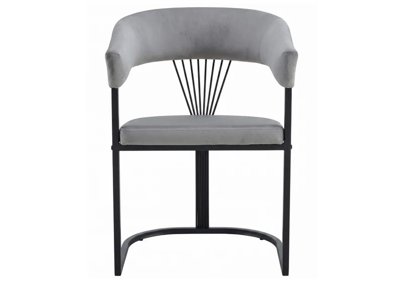 Fauteuil de table velours gris pieds luge noir - Siam x2
