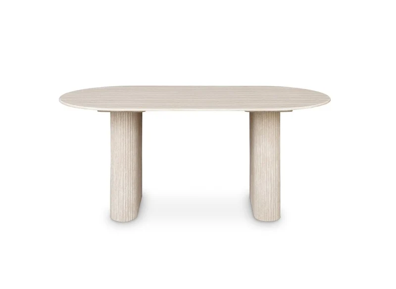 Table à manger ovale en marbre composite beige 6 personnes 180cm ELMA