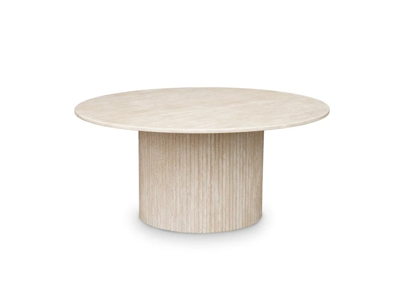 Table basse ronde en marbre composite beige DHARA