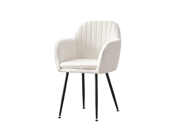 Chaise fauteuil bouclette blanc noir - Avas x2