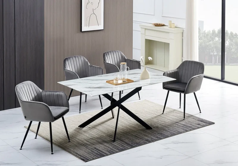 Chaise fauteuil velours anthracite noir - Avas x2