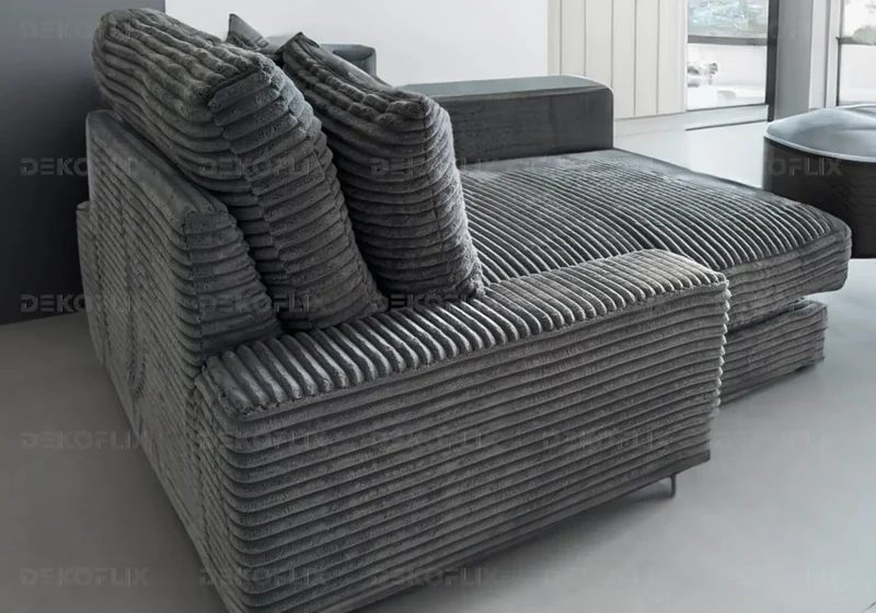 Canapé moderne tissu côtelé anthracite - Lino