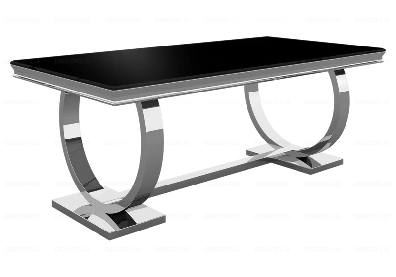 Table à manger verre noir argent - Bobo