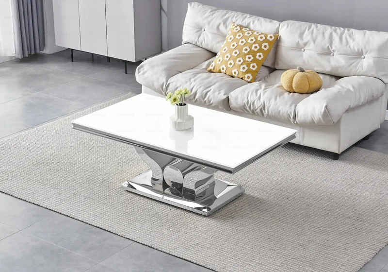 Salle à manger complète verre blanc argent – Omega