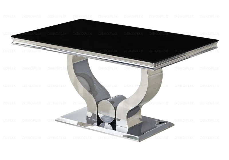 Salle à manger complète verre noir argent – Omega