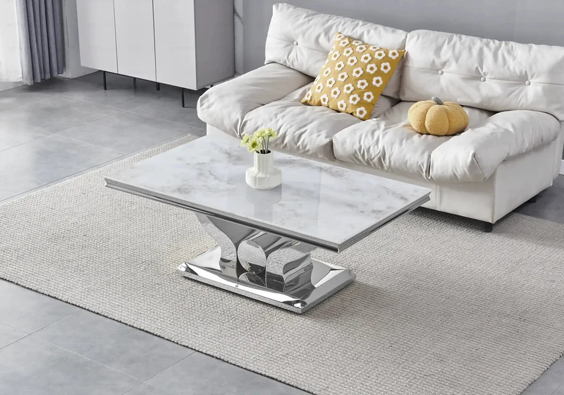 Salle à manger complète marbre beige argent – Omega