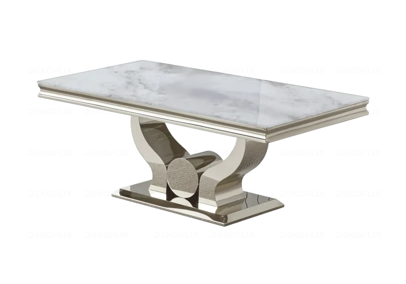 Salle à manger complète marbre beige argent – Omega