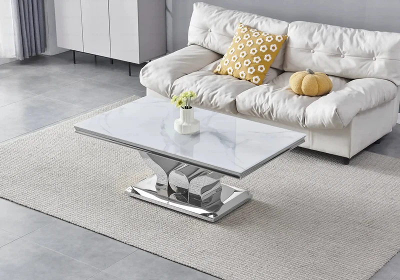 Salle à manger complète marbre blanc argent – Omega