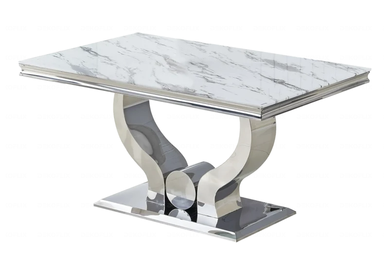 Salle à manger complète marbre blanc argent – Omega