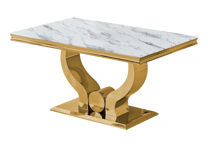 Salle à manger complète marbre blanc doré – Omega