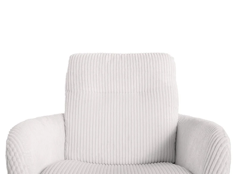 Chaise design avec accoudoirs en velours côtelé blanc écru LOLA