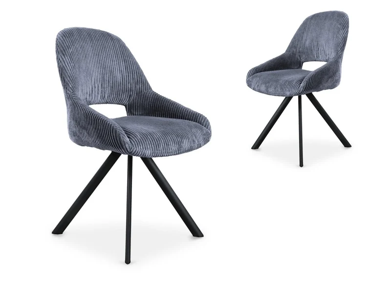 Lot de 2 chaises design en velours côtelé gris SYRA