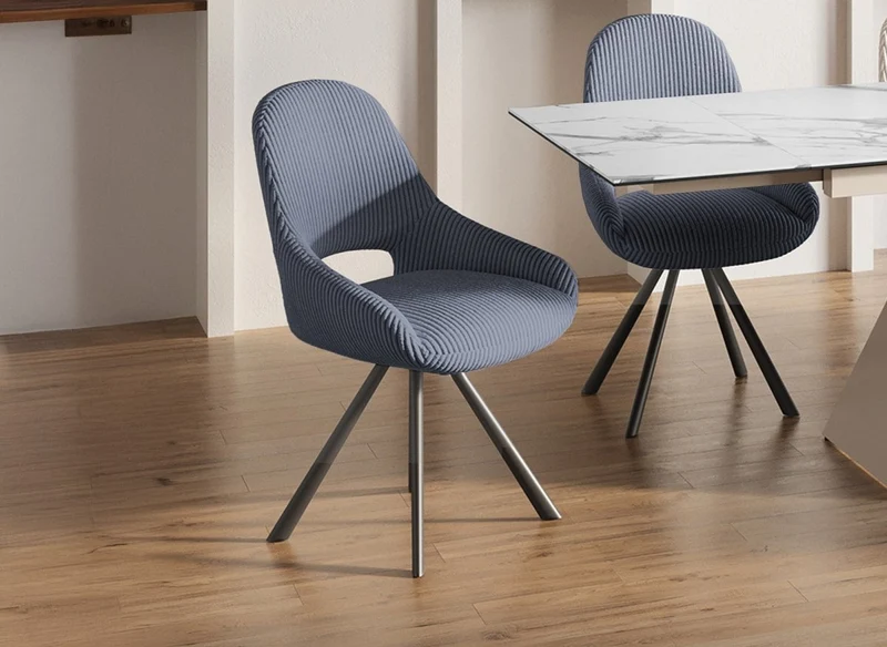 Lot de 2 chaises design en velours côtelé gris SYRA