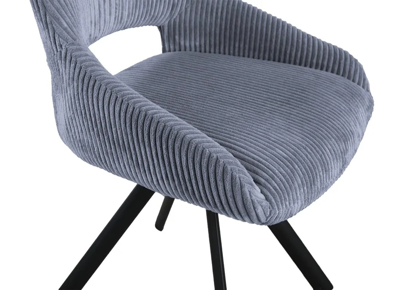 Lot de 2 chaises design en velours côtelé gris SYRA