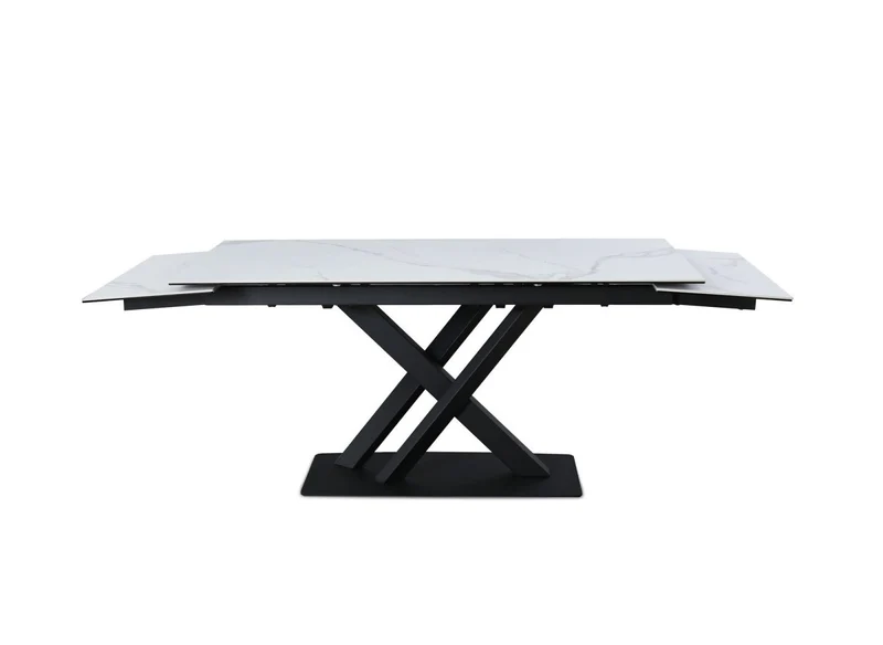 Table à manger extensible en céramique blanche 10 personnes 160-240 cm ELEGANCE