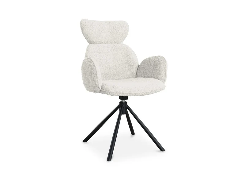 Lot de 2 chaises pivotantes avec accoudoirs en tissu effet peau de mouton beige MAGY