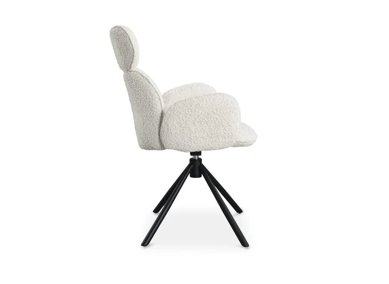 Lot de 2 chaises pivotantes avec accoudoirs en tissu effet peau de mouton beige MAGY