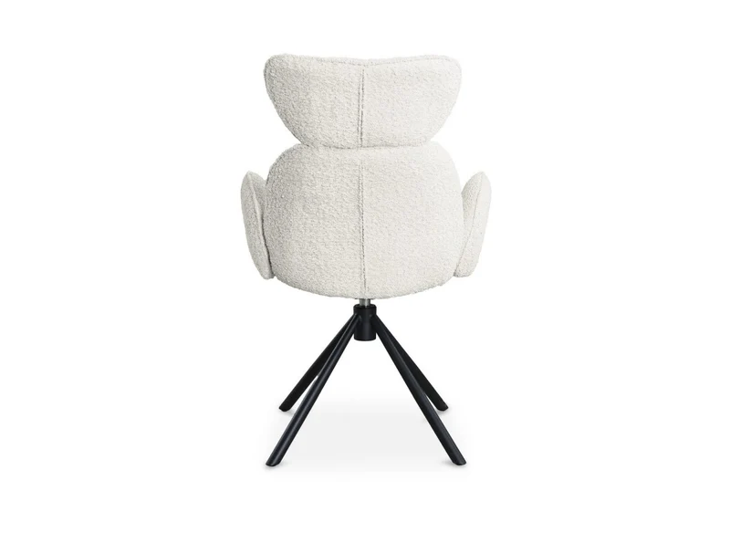 Lot de 2 chaises pivotantes avec accoudoirs en tissu effet peau de mouton beige MAGY