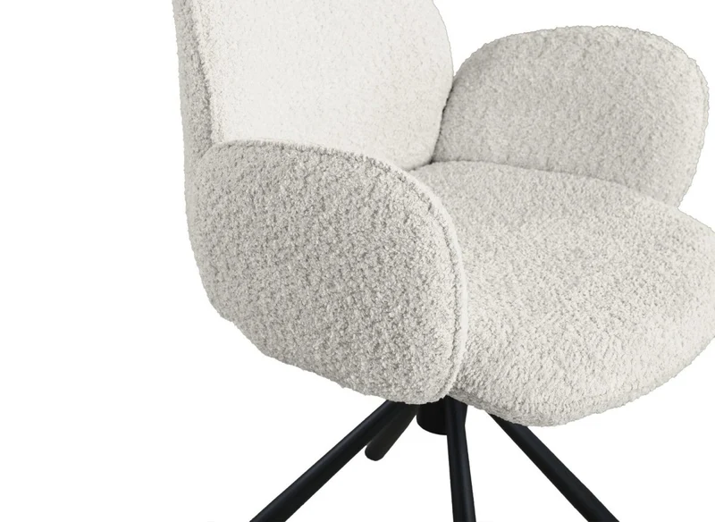 Lot de 2 chaises pivotantes avec accoudoirs en tissu effet peau de mouton beige MAGY