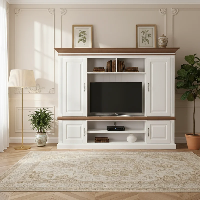 Meuble TV 2x2 portes "Chêne et Pin Romance"