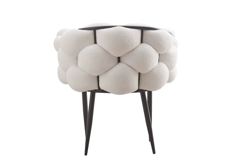 Fauteuil de table tweed blanc pieds noirs - Cloud x2